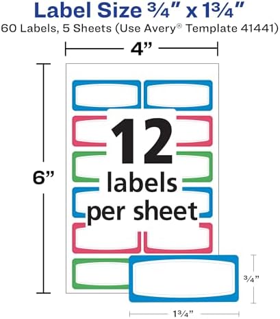 Avery 0.75 x 1.75 Inches Kids Durable Labels, Assorted, Pack of 60 (41441) - Image 5