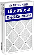 Filter King 16x25x4 Air Filter MERV 8, AC Furnace Filters (2-Pack) by FilterKing