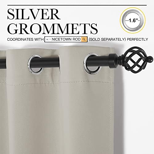 NICETOWN Lower Noise Room Dividers Curtains Screens Partitions, Room Darkening Room Divider for Bookcase, Heavy - Duty Blackout Privacy Curtains (One Piece, 10ft Width x 8ft Length, Natural) - Image 2
