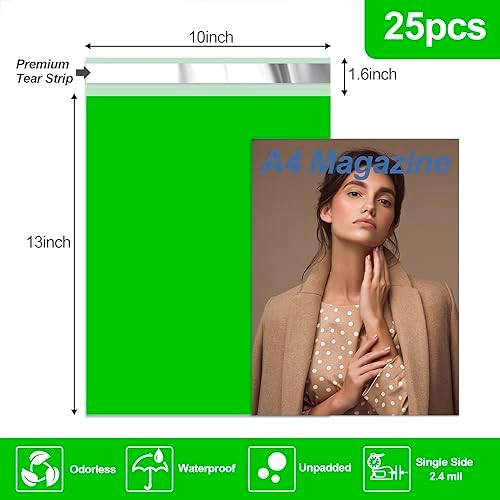 JinRuiKJ Poly Mailers 10x13 Inch, 25 Pcs Shipping Bags, Green - Image 2