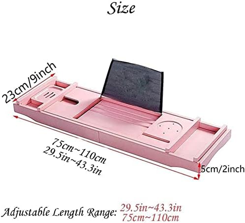 Bamboo Bathtub Caddy Tray with Glass Holder Expandable Design for Most Bathtubs Sturdy Stylish and Pink 75 110 * 23 * 5cm - Image 5