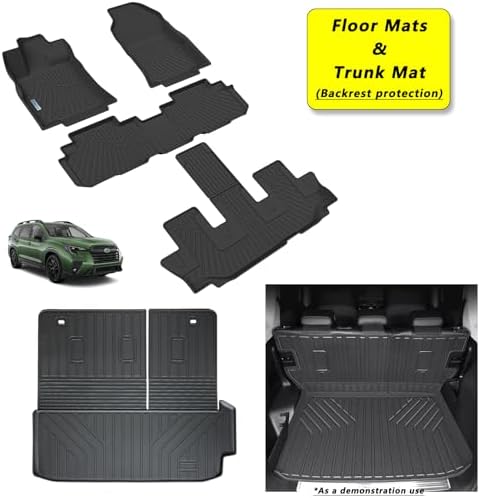 Floor Mats & Trunk Mat Backrest Mat for 2019-2023 2024 2025 Subaru Ascent TPE All Weather Protection 3 Rows Car Floor Liners with Cargo Liners Covering the backrest Accessories - Image 2