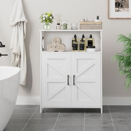 Homhedy Farmhouse Bathroom Storage Cabinet with Doors, Small Floor Cabinet - Image 2
