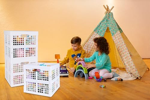 Eslite 3-Pack Collapsible Plastic Storage Crates,Foldable Crates for Storage,16L (White) - Image 7