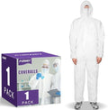 FURWEY Hazmat Suits 1/10 Pack Disposable Coveralls, with Elastic Wrists, Ankles and Hood, Available in 4 sizes by FURWEY