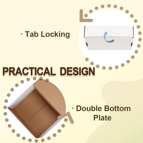 WIFTREY 100 Pcs Shipping Boxes 5.91X3.94X1.57, White Corrugated Cardboard Box for Shipping Small Business, Gift Packing, Mailing - Image 4