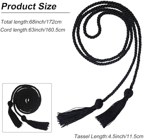 GraduationMall Graduation Honor Cord 68" Black - Image 4