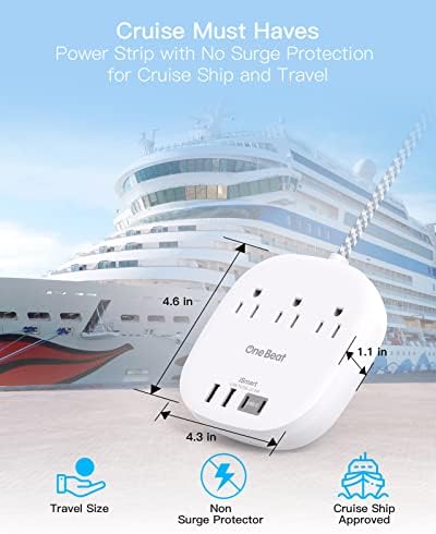 Travel Essentials, 22.5W/4.5A Flat Plug Power Strip, 6 Ft Extension Cord - Image 3
