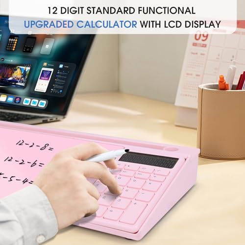 Varhomax Glass Desk Whiteboard Pink with Calculator - Image 3