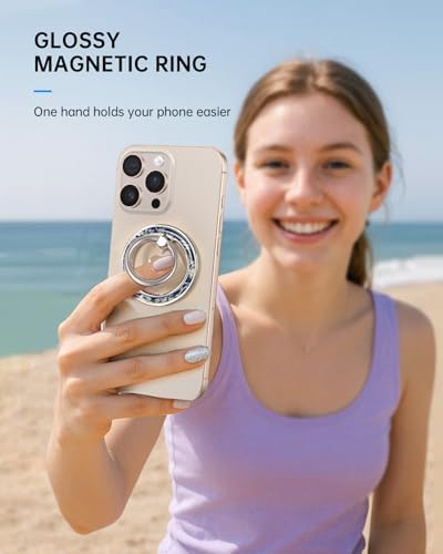 Magnetic Phone Ring Holder, Cute Magnetic Phone Grip, Blue Floral - Image 6
