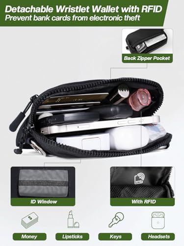 Tiostep Clip and Go Strap for Phone with Wallet Crossbody Phone Lanyard Adjustable and Detachable RFID Wristlet Wallet (Black, Large) - Image 4