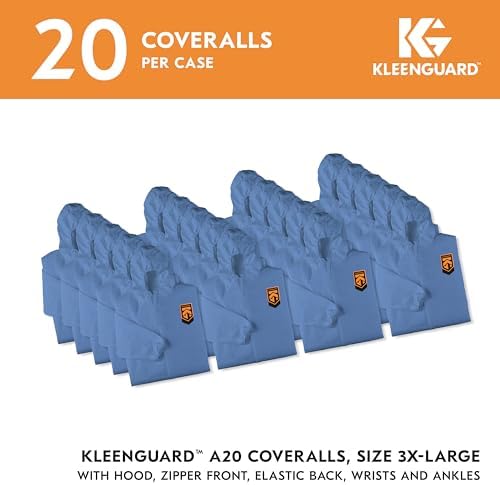KleenGuard™ A20 Breathable Particle Protection Coveralls (58516), Zipper Front, Elastic Back, Wrists, Ankles & Hood, Blue, Reflex Design, 3XL (Qty 20) - Image 2
