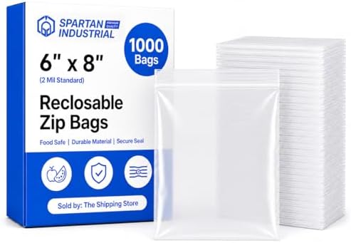6” X 8” (1000 Count) 2 Mil Clear Reclosable Zip Plastic Poly Bags by SpartanIndustrial