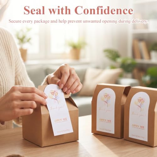 300Pcs Thank You Labels | 3 Style Flower Decorative Labels | Thank You Stickers Rectangle Kraft Paper 5.9x2.4In for Owners Resellers Sealing Gift Tag Large Small Business Packaging Gift Box Decor - Image 3