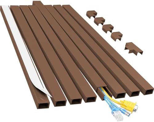 Yecaye Cord Covers for Wires on Wall, 113in, W0.95in H0.55in, Brown by Yecaye