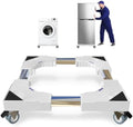 Appliance Dolly Cart with 4 Locking Wheels Mini Fridge Stand Adjustable Universal Mobile Roller for Portable Washer, Dryer, Refrigerator, Furniture, White by KUPAO