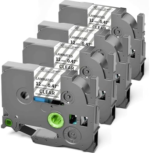 TZe TZ Tape 12mm 0.47 Laminated Clear Compatible with Brother P-Touch by Oozmas