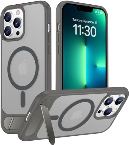 Temdan Magnetic Compatible with iPhone 13 Pro Max Case, [Built-in Invisible Kickstand][Compatible with MagSafe] [Military Grade Shockproof] Slim Translucent Matte Phone Case for iPhone 13 Pro Max 6.7" by Temdan