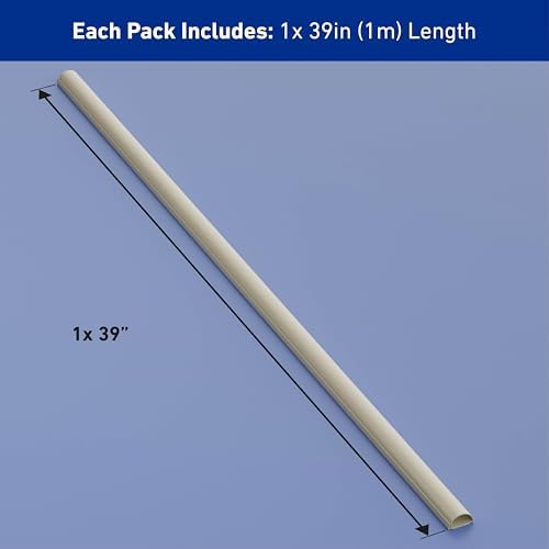 D-Line Half Round Cord Hider, Patented Cable Cover, Hide TV Wall Mount Wires, Raceway for Cords, Decorative Wire Covers, Paintable, Adhesive Cable Concealer - 1x 1.18in W x 0.59in H x 39in L - Beige - Image 4