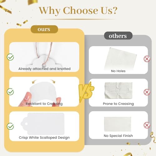 SallyFashion Large White Gift Tags with String, 100 Pack 2 X 4 inch - Image 5