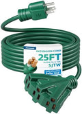 DEWENWILS 25FT Green Multi Outlet Outdoor Extension Cord 16/3, ETL Listed by DEWENWILS