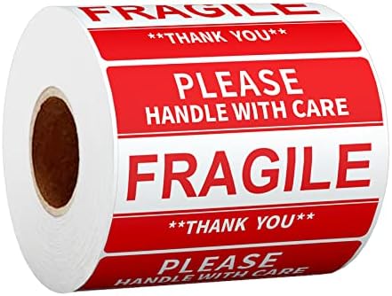 2" x 3" Fragile Stickers for Shipping and Moving Please Handle with Care Fragile Thank You Do Not Drop, Warning Stickers Fragile Labels, Permanent Adhesive(500 Labels, 1 Roll) by Anylabel