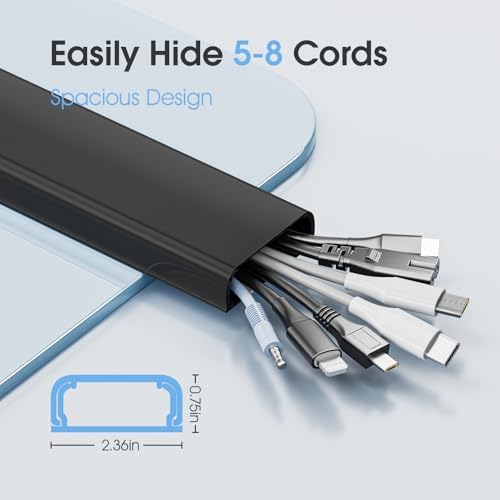 47in XX-Large Black Cord Hider Wall Mounted TV, Pre-drilled Cord Cover, Wire Hiders for TV on Wall, Paintable Cable Cover, W2.36in H0.75in - Image 2