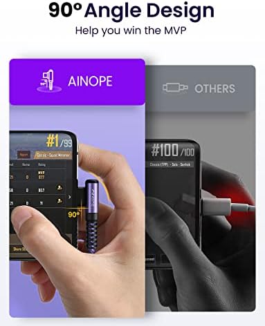 AINOPE USB C Charger Cable, 3.1A Type C Charger Cable Fast Charging, [2 Pack, 2M] Right Angle USB c Fast Charger Cable Compatible with Samsung Charger Type c, Huawei, Google Pixel, Sony Xperia, LG - Image 6