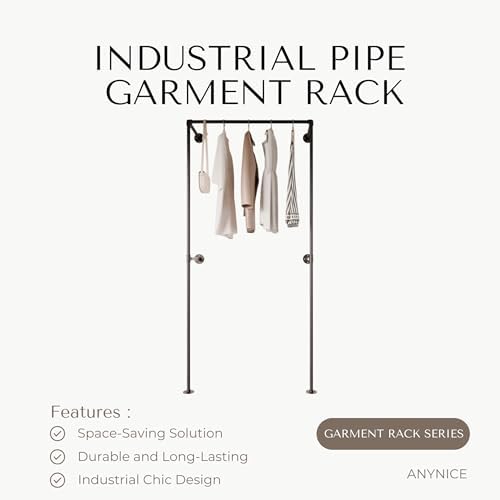 Industrial Pipe Clothing Rack, Wall Mounted Clothes Rack, 37.4", 1 Rod - Image 2