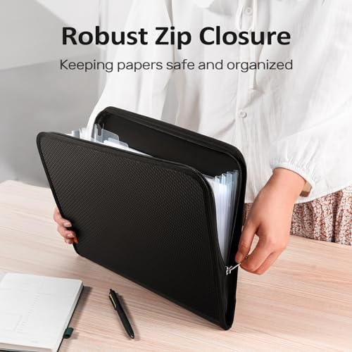 Sooez 7 Pockets Accordion File Organizer, Zipper Expanding File Folder A4 - Image 2