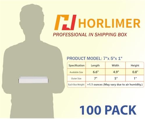 HORLIMER 7x5x1 Shipping Boxes Set of 100, White Corrugated Cardboard Mailer Box for Packing Small Business - Image 2