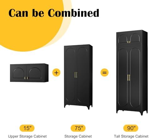 SteeLoong 90"Metal Pantry Storage Cabinet with Doors & 4 Adjustable Shelves - Image 4