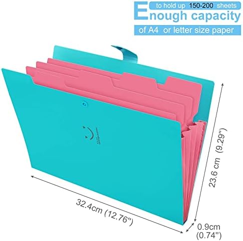 SKYDUE Expanding File Folder with 32 Labels, 5 Pockets A4 Letter Size Accordion Folder Paper Organizer for School and Office Pack of 4 - Image 7