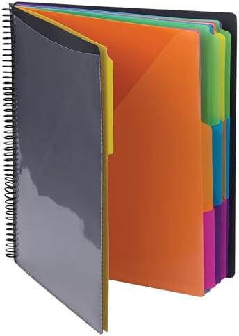 Smead Project Organizer, 24 Pockets, Grey with Assorted Bright Tabs, Tear Resistant Poly, 1/3-Cut Tabs, Letter Size (89206) by SMEAD