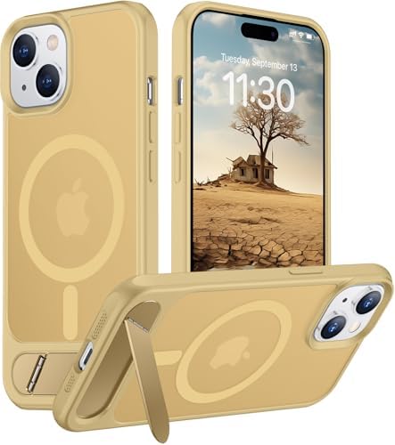 Temdan Magnetic Compatible with iPhone 15 Plus Case & iPhone 14 Plus Case, [Built-in Invisible Kickstand][Compatible with MagSafe][Military Grade Shockproof] Slim Translucent Matte Phone Case 6.7" by Temdan