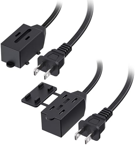 [ETL Listed] Cable Matters 2-Pack 2 Prong 3-Outlet Extension Cord, 3ft by CableMatters