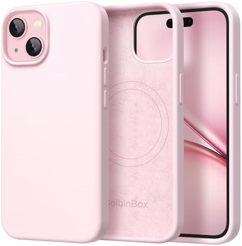GolbinBox Magnetic for iPhone 15 Case, Silicone Cover, Chalk Pink by GolbinBox