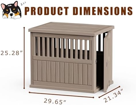 30 INCH Small Dog Crate Furniture Lockable Dog Kennel Indoor Dogs Cage Decorative Plastic Pet Cage End Table for Small/Medium Dogs,Grey - Image 5