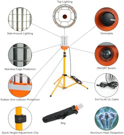 150W Led Jobsite Construction Work Light on Tripod Stand 21000lm - Image 5
