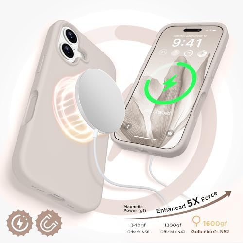 GolbinBox Magnetic for iPhone 17 Case, Silicone Cover, Stone - Image 4