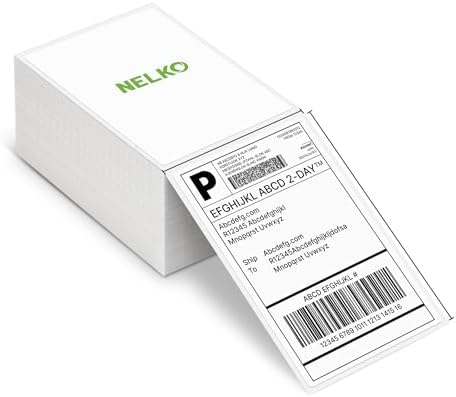 Nelko 4x6 Thermal Labels Fanfold, 500 Shipping Labels for Label Printer by NELKO