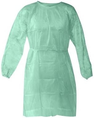 Personal Touch Health Care Apparel Universal Size (OSFM) Green Disposable Isolation Gowns - Latex-Free Gown is Fluid Resistant with Knitted Cuffs Medical & PPE Gowns - Ideal Protection (10 Pack) by PersonalTouch
