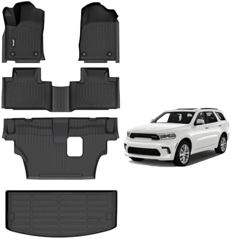 AIPOIL® Custom Fit TPE Floor & Cargo Liners for 2016-2026 Dodge Durango (7 Passenger), All-Weather Waterproof Stain-Resistant Durable Raised Edge Black Full Car Accessories by AIPOIL