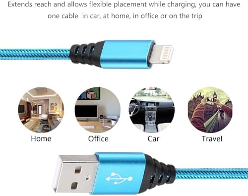 iPhone Charger 10FT 5Pack Apple MFi Certified Lightning Cable Fast Charging Nylon Braided USB-A to Lightning Compatible with iPhone 14/13 mini/14/13/12/11 Pro MAX/XR/XS/8/7/Plus/6S/SE/iPad - Image 5