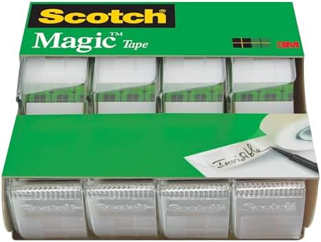 Scotch Magic Tape, 4 Dispensered Rolls, Numerous Applications, Invisible, Engineered for Repairing, 3/4 in. x 300 in. by ScotchBrand