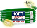 10ft Outdoor/Indoor Extension Cord 16/3 Gauge Heavy Duty 3 Prong SJTW, Waterproof, Flexible Cold-Resistant Long Power Cord,13A 125V 1625W, Green by LifeSupplyUSA by LifeSupplyUSA