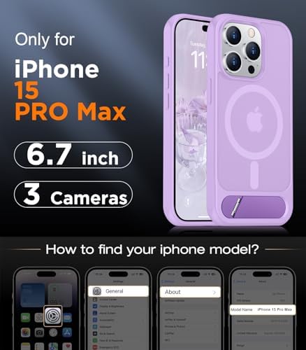 Temdan Magnetic Compatible with iPhone 15 Pro Max Case, [Built-in Invisible Kickstand][Compatible with MagSafe][Military Grade Shockproof] Slim Translucent Matte Phone Case for iPhone 15 Pro Max 6.7" - Image 2