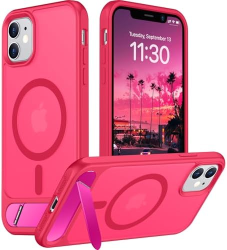 Temdan Magnetic Compatible with iPhone 11 Phone Case, [Built-in Invisible Kickstand][Compatible with MagSafe] [Military Grade Shockproof] Slim Translucent Matte Phone Case for iPhone 11 6.1" by Temdan