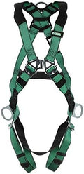 MSA 10197231 V-Form Full Body Safety Harness - Size: Extra Large, D-Ring Configuration: Back/Hip, Qwik Fit Leg Straps, Color: Green, Full Body Harness, Durable, Fall Protection by MSASafety