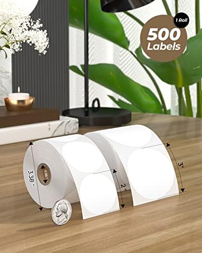 MUNBYN 3 Inch White Circle Thermal Labels for Business, 500 Sheets/1 Roll - Image 2